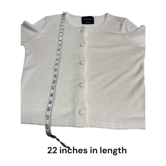Vintage inspired Michael Simon Ivory Textured Knit Cardigan With 3/4 Sleeves & B - Picture 7 of 7